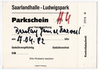 BARCLAY JAMES HARVEST - 1982 - Parkschein - Spring Tour - Saarbrcken