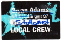 ADAMS, BRYAN - 1997 - Local Crew Pass - 18 til I Die Tour - Stuttgart - B