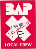 BAP - 1991 - Local Crew Pass - X fre U Tour - Stuttgart - B