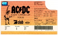 AC/DC - ACDC - 2000 - Ticket - Eintrittskarte - Stiff Upper Lip Tour - Stuttgart