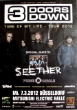3 DOORS DOWN - 2012 - In Concert - Time of my Life Tour - Poster - Dsseldorf