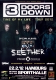 3 DOORS DOWN - 2012 - In Concert - Time of my Life Tour - Poster - Hamburg
